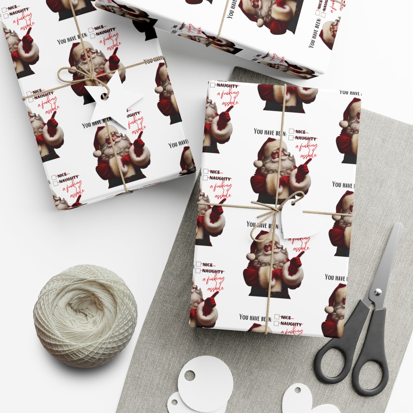Festive Santa Wrapping Paper for Holidays - 'You've Been An Asshole' Design