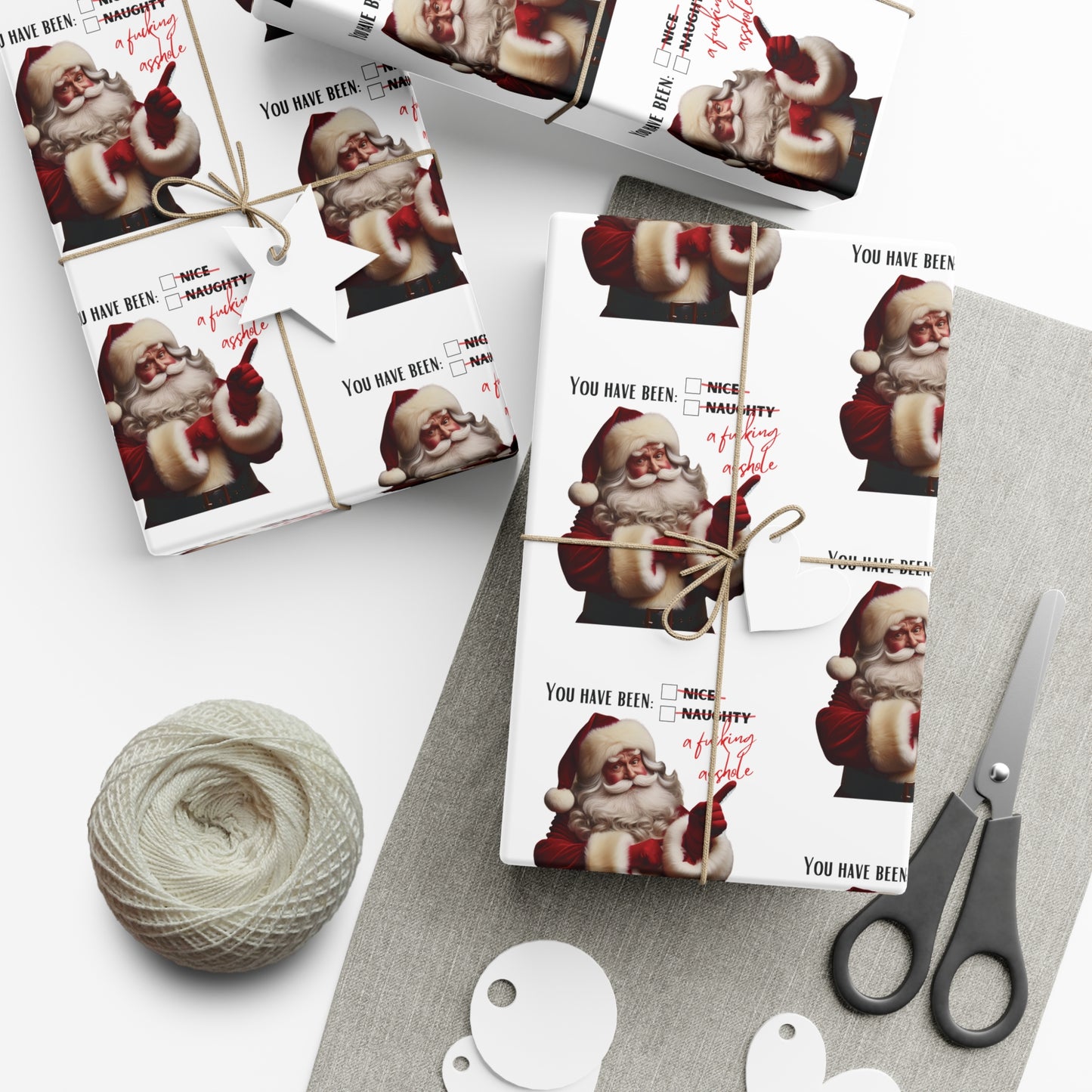 Festive Santa Wrapping Paper for Holidays - 'You've Been An Asshole' Design