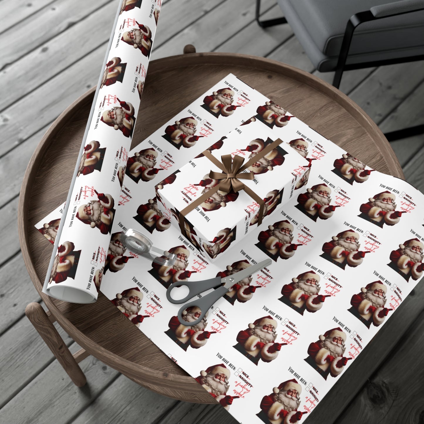 Festive Santa Wrapping Paper for Holidays - 'You've Been An Asshole' Design
