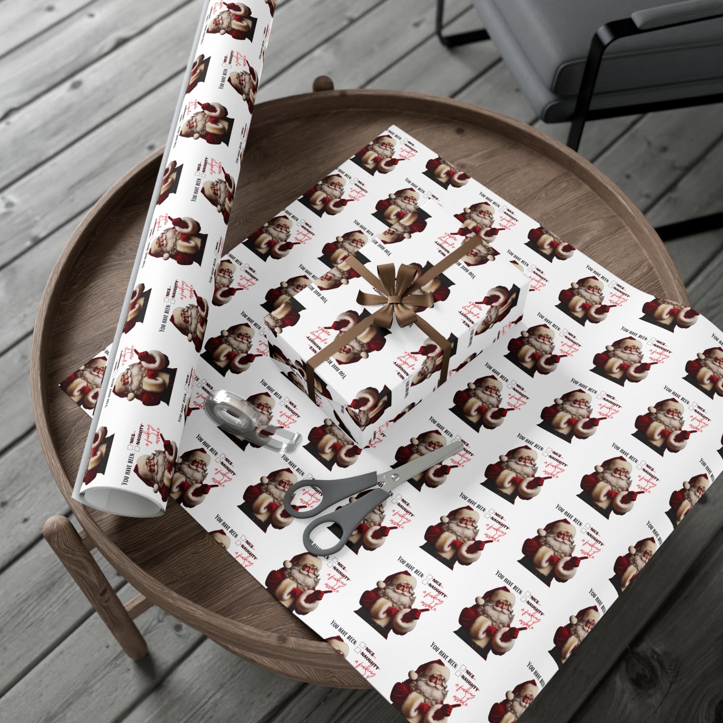 Festive Santa Wrapping Paper for Holidays - 'You've Been An Asshole' Design