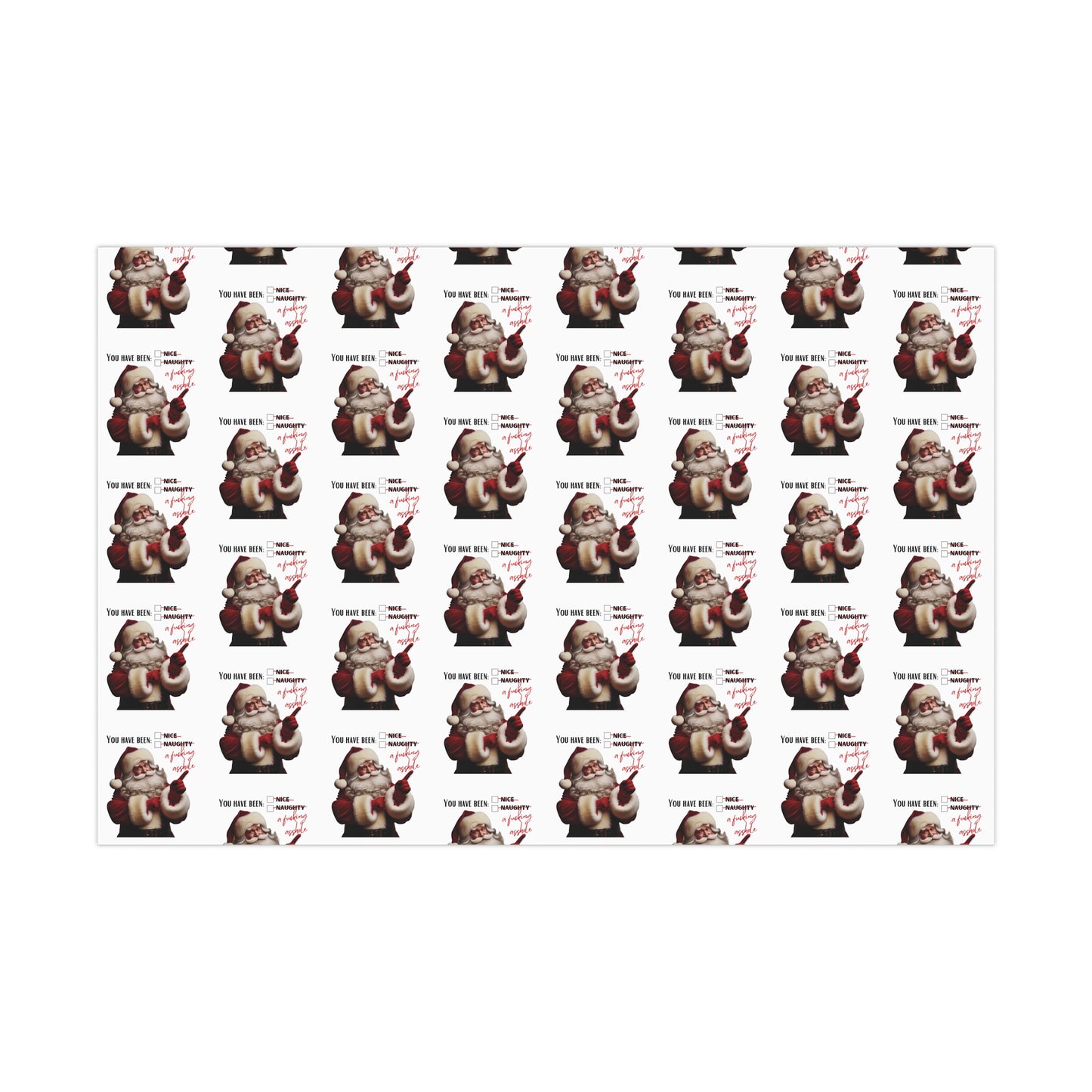 Festive Santa Wrapping Paper for Holidays - 'You've Been An Asshole' Design