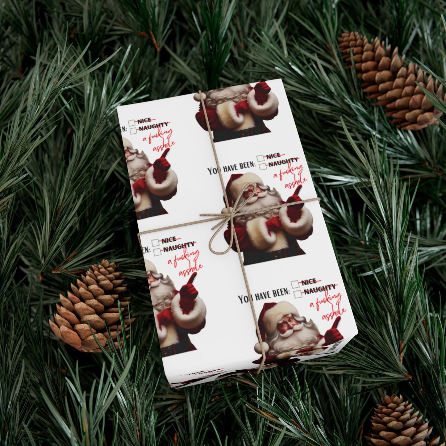 Festive Santa Wrapping Paper for Holidays - 'You've Been An Asshole' Design