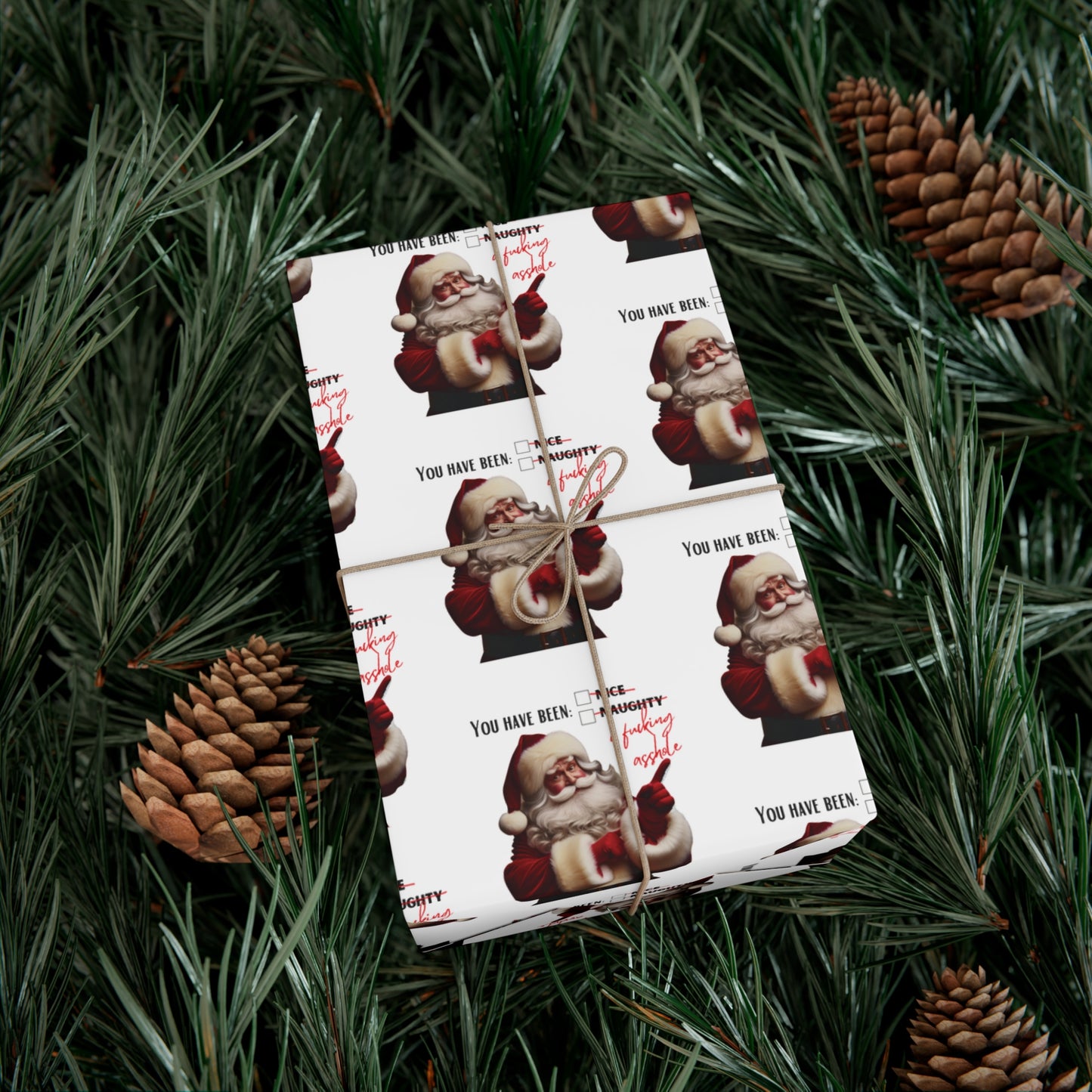 Festive Santa Wrapping Paper for Holidays - 'You've Been An Asshole' Design