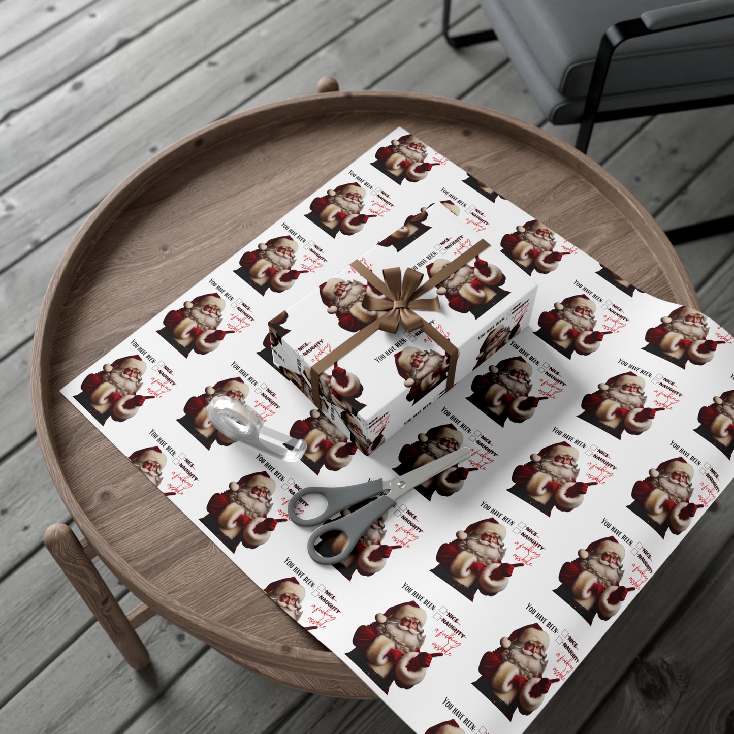 Festive Santa Wrapping Paper for Holidays - 'You've Been An Asshole' Design