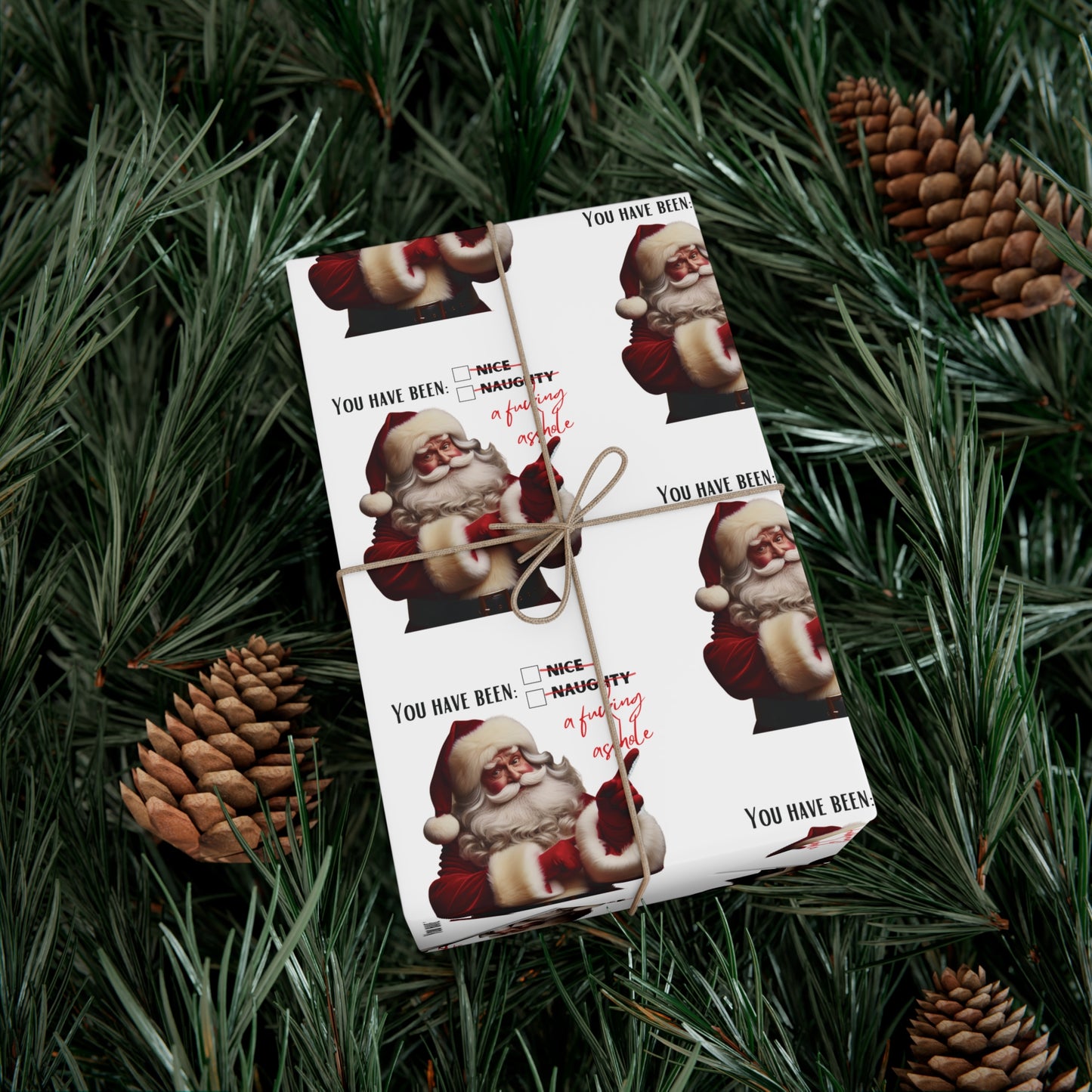 Festive Santa Wrapping Paper for Holidays - 'You've Been An Asshole' Design