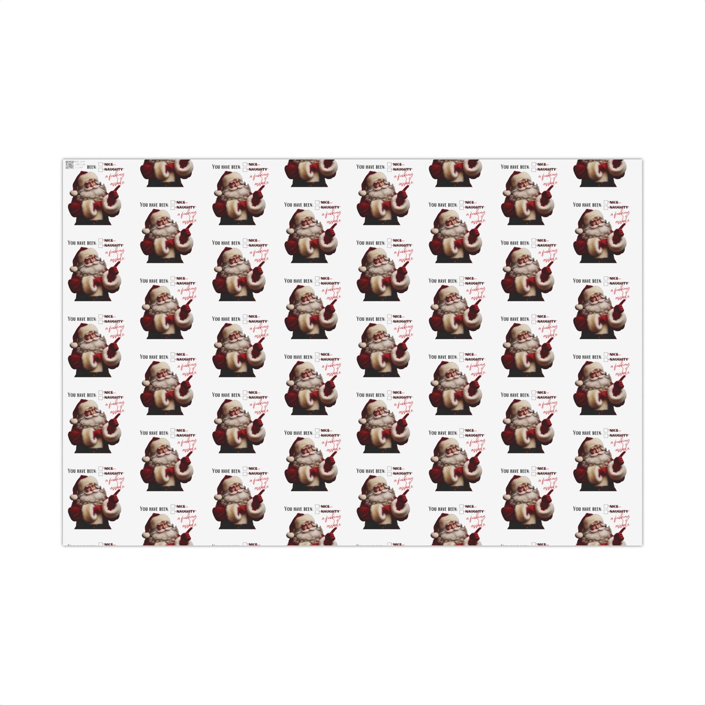 Festive Santa Gift Wrap Paper for Holidays - 'You've Been An Asshole' Design