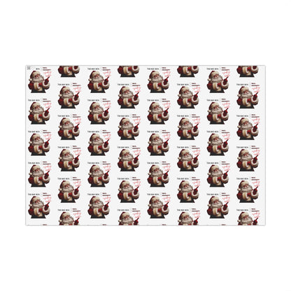 Festive Santa Gift Wrap Paper for Holidays - 'You've Been An Asshole' Design