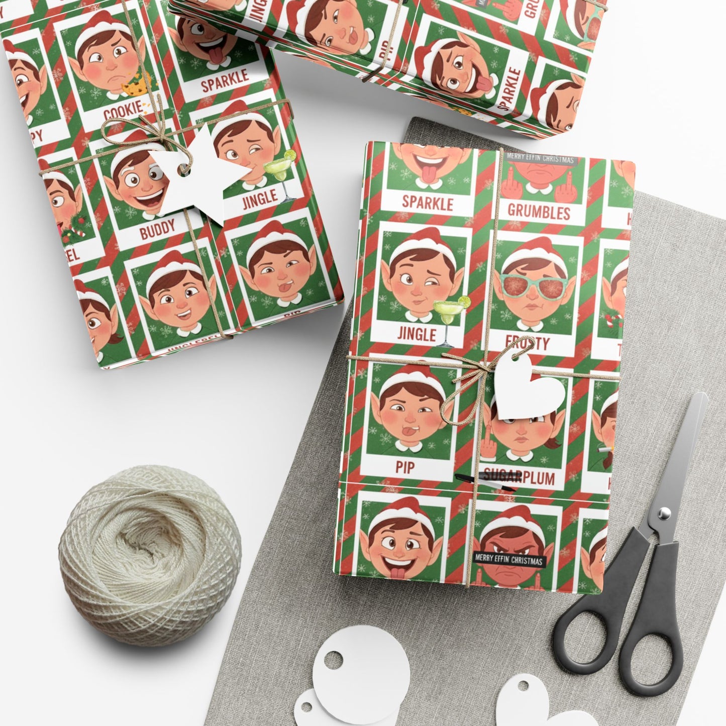Santa's Merry 'Effin Elves - Gift Wrap Paper