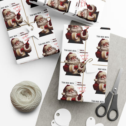 Festive Santa Gift Wrap Paper for Holidays - 'You've Been An Asshole' Design