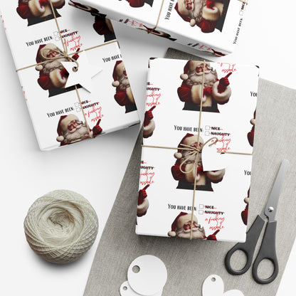 Festive Santa Gift Wrap Paper for Holidays - 'You've Been An Asshole' Design