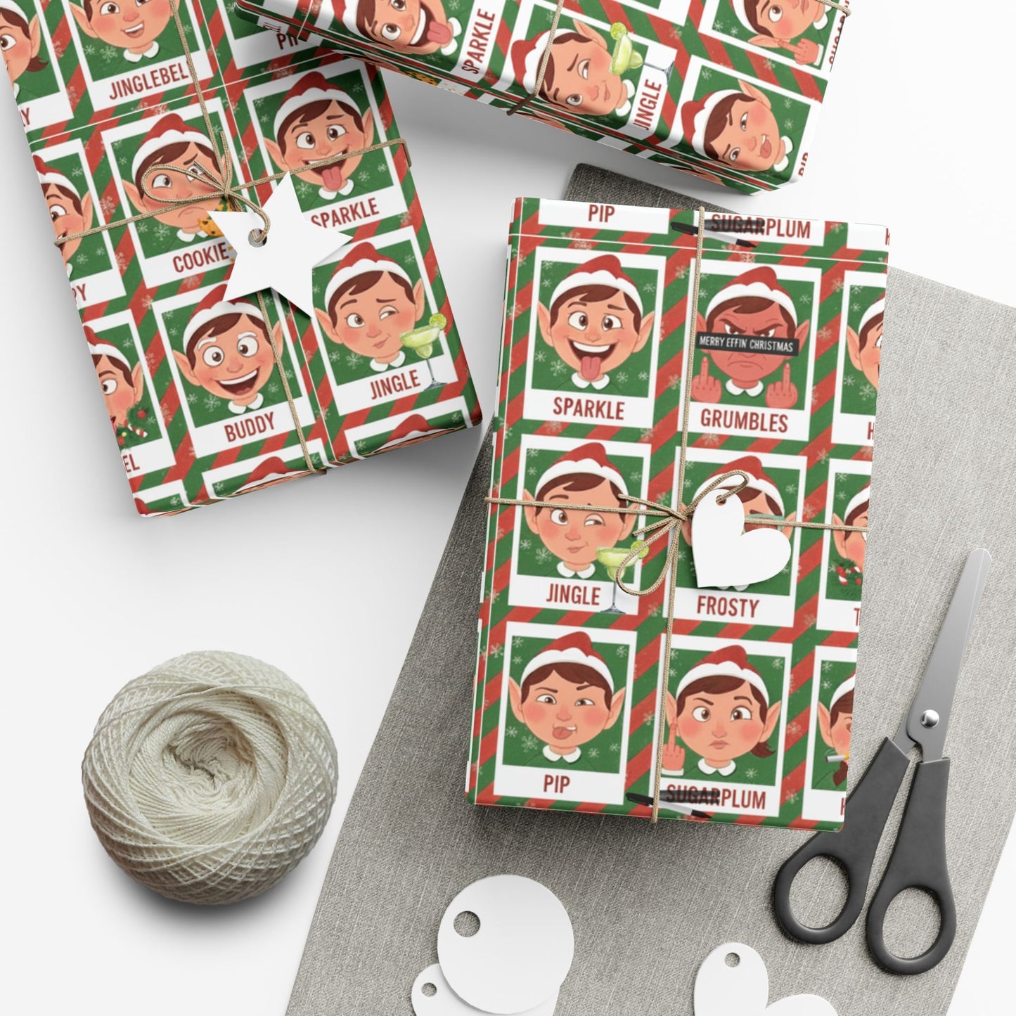 Santa's Merry 'Effin Elves - Gift Wrap Paper