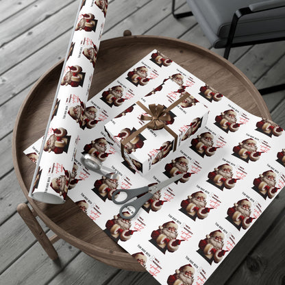 Festive Santa Gift Wrap Paper for Holidays - 'You've Been An Asshole' Design