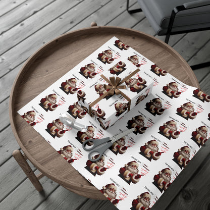 Festive Santa Gift Wrap Paper for Holidays - 'You've Been An Asshole' Design