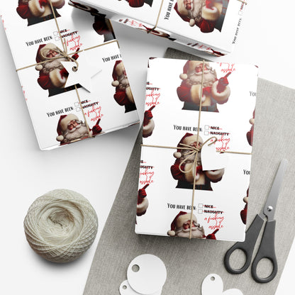 Festive Santa Gift Wrap Paper for Holidays - 'You've Been An Asshole' Design