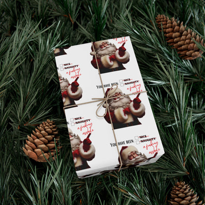 Festive Santa Gift Wrap Paper for Holidays - 'You've Been An Asshole' Design
