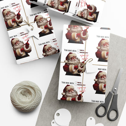 Festive Santa Gift Wrap Paper for Holidays - 'You've Been An Asshole' Design