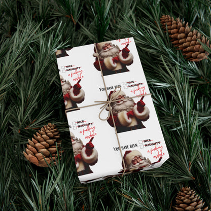 Festive Santa Gift Wrap Paper for Holidays - 'You've Been An Asshole' Design
