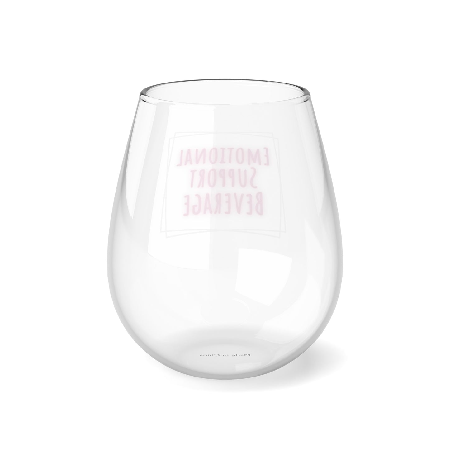 Emotional Support Stemless Wine Glass, 11.75oz, Pink