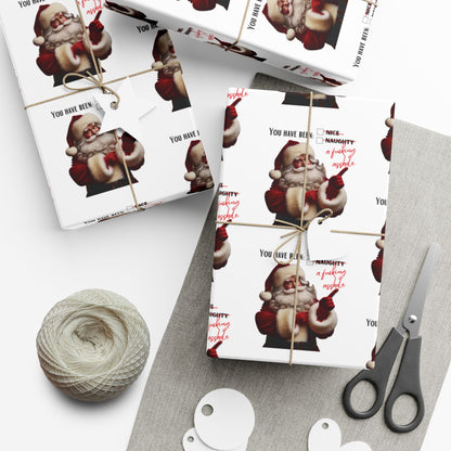Festive Santa Gift Wrap Paper for Holidays - 'You've Been An Asshole' Design